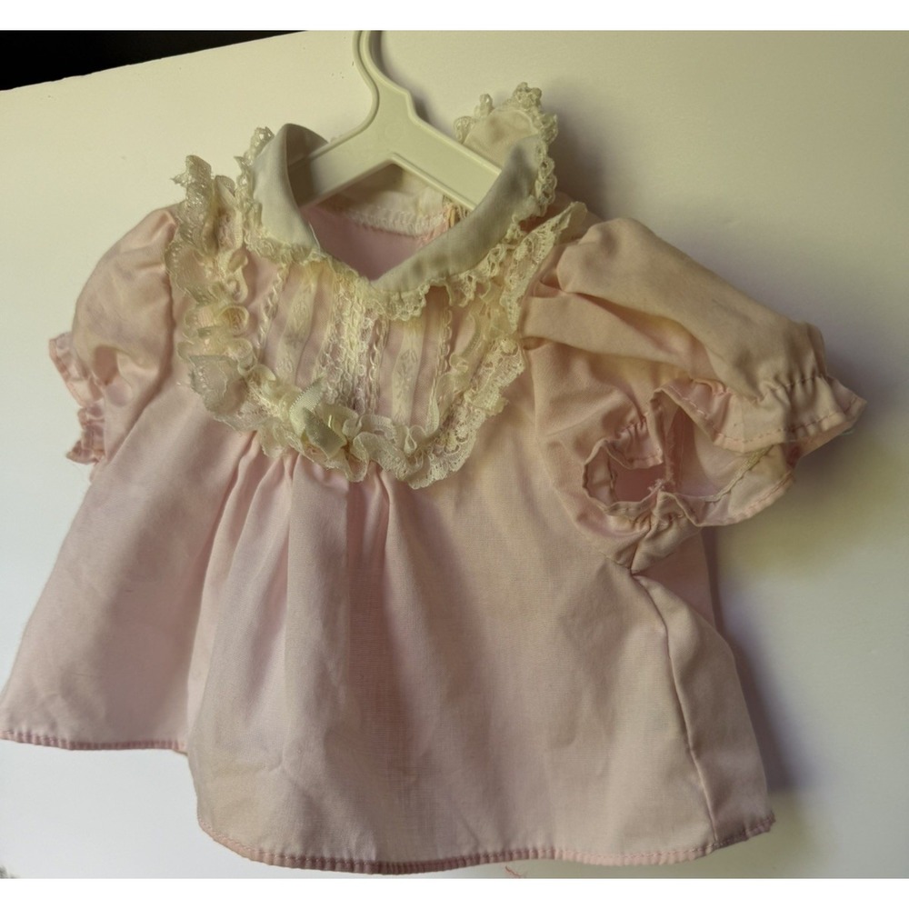 Vintage 1985 Hasbro Real Baby Original Pink Doll Dress Lace Yoke and Collar Trim